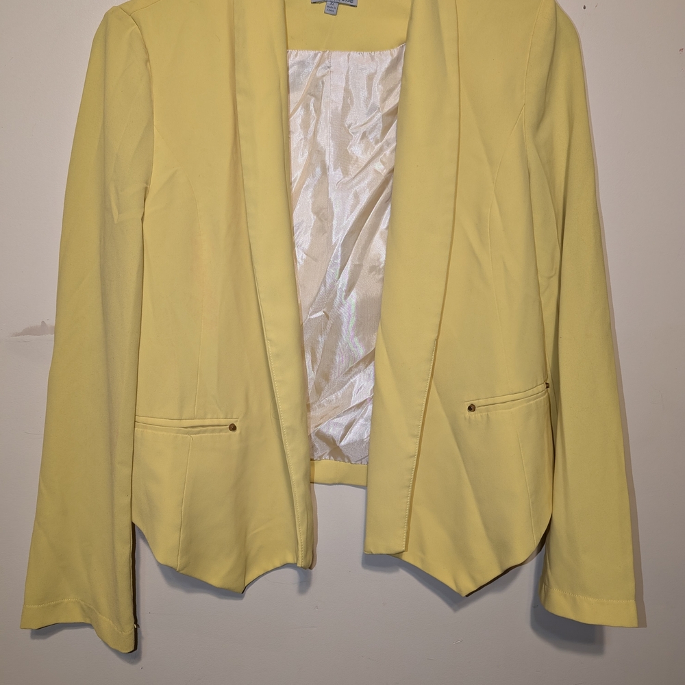 Yellow Women's Tailored Open Blazer - Lightweight Jacket